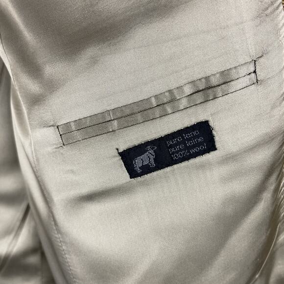 Vintage Oliver Wool Blazer Sport Coat Jacket Men 44L Tan Windowpane 3 Button - Picture 6 of 16